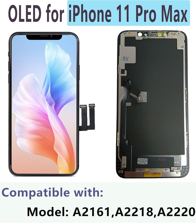 M.P. + for iPhone 11 Pro Max OLED Screen Replacement,[FHD][COF][Face ID] Touch Display Digitizer Assembly with Repair Tools Kit,Waterproof Tape - Image 2